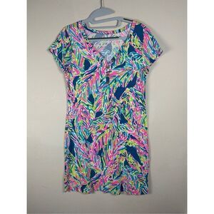Lilly Pulitzer Palmira V-Neck T-Shirt Dress Short Sleeve Knee Length Sz M